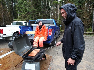 Paul McMullen, right, and his wife Brenda stopped for a quick lunch with friend Cameron Dyck, not seen, while quadding at the McLean Creek Provincial Recreation area on May 16, 2015.