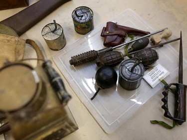 Some of the many  World War 1 items from the private collection of Victor Taboika's that will be in the new temporary display at the Military Museums in Calgary on May 21, 2015.