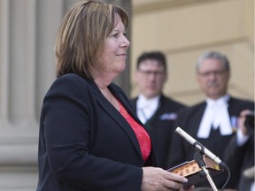 Margaret Mccuaig-Boyd is sworn in as the Alberta Minister of Energy in Edmonton on Sunday, May 24, 2015.