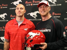 Bo Levi Mitchell with his brother Cory Mitchell, on May 15, 2015. Cory was signed to a contract  to try out as a receiver with the team.