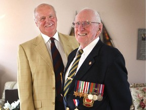 Ten years ago, philanthropist Alfred Balm, left, started making monthly donations to World War II veterans who helped liberate the Netherlands  including Stan Squires. They were photographed together on May 7, 2015.