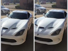 Mounties seized a variety of stolen vehicles and supplies from a rural property southwest of Red Deer at around noon on May 19, 2015, but continue to search for a 2013 white Dodge Viper believed to be connected to the investigation. It's believed the car was stolen from a rural residence near Burnt Lake Trail on May 17, 2015. The vehicle may have been spray-painted black.