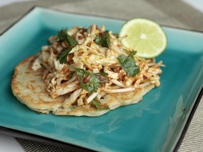 Bangkok Pancakes with Pad Thai Slaw, made from a recipe in Curbside by Adam Hynam-Smith.