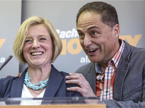 Finance Minister Joe Ceci and Premier  Rachel Notley.