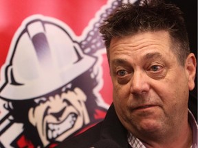 Calgary Roughnecks general manager Mike Board talks to media in advance of the NLL West Division final against the Edmonton Rush on Saturday, on May 21, 2015.