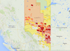 A map of the forest protection areas affected by a provincewide fire ban.