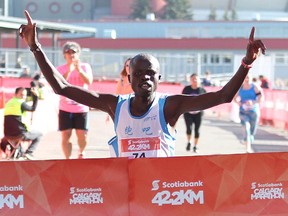 Jonathan Chesoo won the full marathon at the Scotiabank Calgary Marathon on Sunday, May 31.