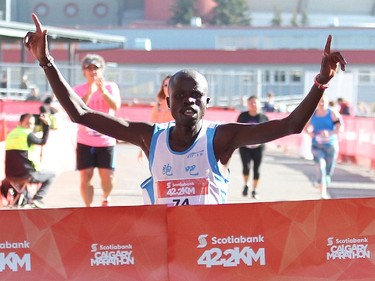 Jonathan Chesoo won the full marathon at the Scotiabank Calgary Marathon on Sunday, May 31.