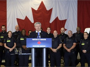 Prime Minister Stephen Harper speaks during an announcement in Montreal on Thursday, May 21, 2015.