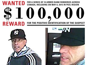 York Regional Police has tweeted a wanted poster for a bank robber known as "The Vaulter."