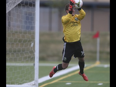 Portland Timbers keeper Collin Partee catches a Foothills FC shot on net at Hellard Field in Calgary on Tuesday, June 2, 2015. The Foothills FC led the Portland Timbers, 1-0, at the first half of regular season Premier Development League play.