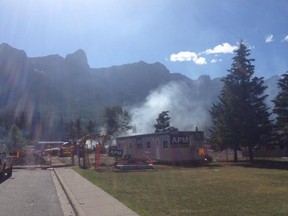 The scene following an explosion caused by a gas leak in Canmore, Alta. on June 26, 2015.