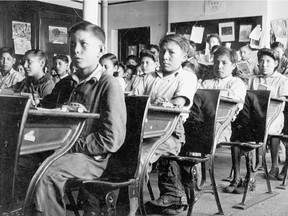 Students at the Old Sun Indian Residential School in Gleichen, Alberta.