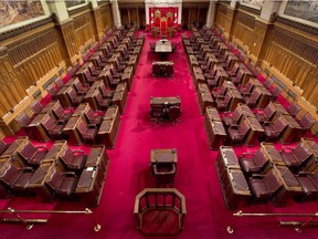 The Senate chamber on Parliament Hill is seen May 28, 2013 in Ottawa.