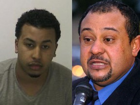 Muhab Sultan, left, is wanted for second-degree murder in the killing of Jeremy Cook, 18, in London. His father, Sultan Sultan, is appealing for his son to turn himself in to police.