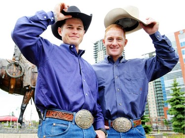 Brothers Jet, left, and Cord McCoy, the parade marshals for the 2010 Calgary Stampede Parade. The brothers, who are from Oklahoma participated in the latest installment of the reality series the Amazing Race.