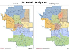 A map of changes to police service district boundaries.