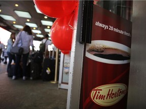 A Tim Horton's cafe in Manhattan, New York City is shown in this file photo from August 25, 2014.