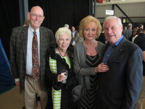 Cal 0613 Pearls 9 Pictured, from left, at MRU's 18th annual Pearls of Wisdom gala held May 30 are RGO's Ross Glen and his wife Shirley with legendary philanthropists Ruth and Don Taylor. Mr. Glen was the honorary chair of the 2015 event.