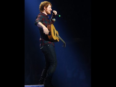 Ed Sheeran performs at the Scotiabank Saddledome on Wednesday June 17, 2015.