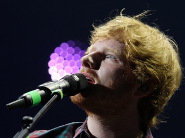 Ed Sheeran performs at the Scotiabank Saddledome on Wednesday June 17, 2015.