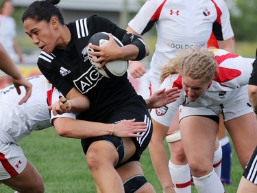 Team Canada and New Zealand play Rugby Canada Super Series game at Calgary Rugby Park on Saturday June 27, 2015.