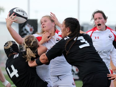 Team Canada and New Zealand play Rugby Canada Super Series game at Calgary Rugby Park on Saturday June 27, 2015.