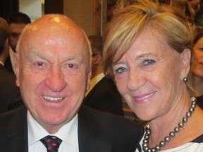 JR Shaw, 80, executive chairman and founder of Shaw Communications, earned more than any other executive in the Calgary 100 largest publicly traded companies in 2014. He is seen here with wife Carol.