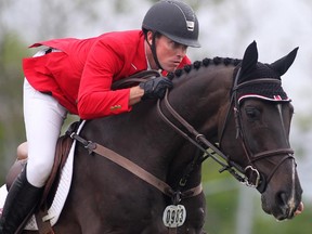 Christian Sorensen rides Bobby last year at Spruce Meadows. The Calgary-born rider is hoping to be an alternate on the Pan Am Games team this summer.
