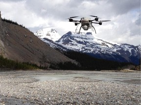 Image supplied by the University of Calgary of a drone used in flood mapping of the Elbow River.