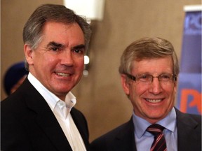 Calgary's former police chief, Rick Hanson, is introduced by then-Premier Jim Prentice as the Tory candidate for Calgary-Cross in March.