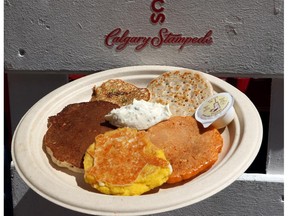 SAIT Culinary students and the Calgary Stampede partner up on an international pancake tasting event on Stephen Avenue with samples of from Korea, Sweden, Eastern Europe, Venezuela and of course, our traditional pancakes, on June 6, 2015.