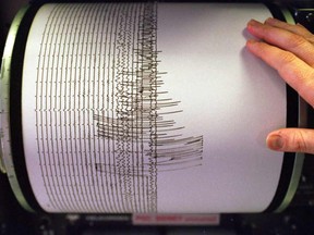 A seismograph reading of an earlier earthquake in western Canada
