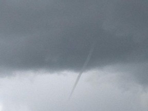 A funnel cloud was spotted over northeast Calgary Sunday afternoon.