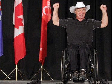 Man in Motion Rick Hansen was the 2011 Calgary Stampede Parade Marshal.