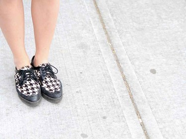 Have fun and mix your prints. These black-and-white shoes go with just about anything.