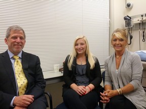 Calgary researchers are hoping to find genetic answers about why some people faint.
From left to right: Dr. Bob Sheldon, a cardiologist with Alberta Health Services, Kara Redisky and her mom Angel Redisky, a chronic fainter and fainting study participant.