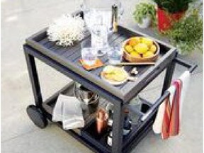 The Al Fresco Bar Cart is a handy and stylish way to serve drinks and snacks.