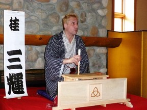 Rakogu storyteller Katsura Sunshine performs in Banff, in June, 2015.