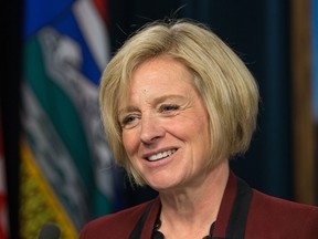 Premier Rachel Notley during a press conference before the throne speech Monday.