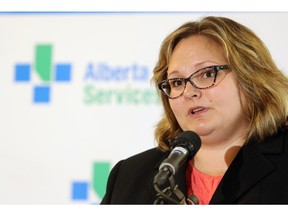 Alberta Health Minister Sarah Hoffman speaks at the announcement of Alberta Health Services Patient First Strategy to improve care delivery.