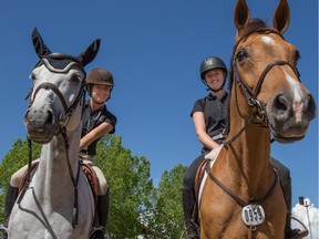 Sisters Bretton, left, and Kara Chad admit they are still somewhat in awe of the legends of the sport as they compete at the National at Spruce Meadows.