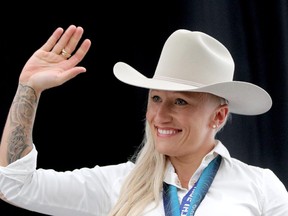 Calgary Stampede 2015 Parade Marshal Kaillie Humphries at Stampede Park in Calgary on June 3.