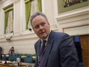 Governor of the Bank of Canada Stephen Poloz arrives at a commons finance committee on Parliament Hill on Tuesday, April 28, 2015.