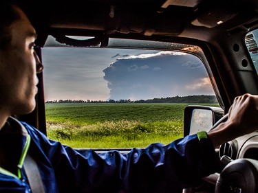 Braydon Morisseau at work as part of the group Prairie Storm Chasers.