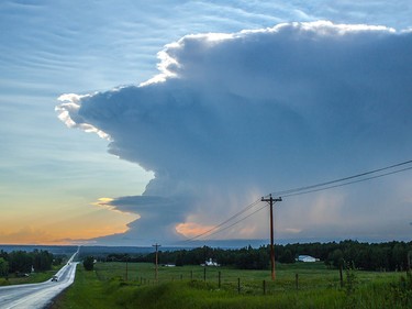 A supercell thunderstorm over Pigeon Lake.