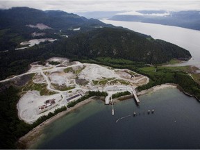 The Kitimat LNG site stands on the Douglas Channel in this aerial photograph taken near Kitimat, British Columbia, Canada, on Saturday, June 6, 2015. Canadian stocks rose a second day as commodities producers rallied after the price of oil climbed to the highest level this year while gold and copper led metals higher. Photographer: Ben Nelms/Bloomberg