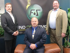 W. George Conroy, the founder and chief executive of Find Oil Services, is flanked by chief information officer Jim Teetzel, left, and sales manager Brad Gathercole.