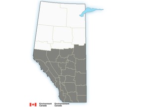 Special weather statement issued for southern half of the province.