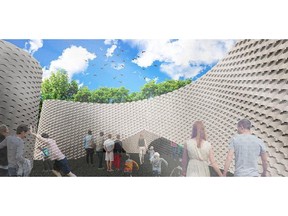 An artist's rendering of mushroom block wall planned for Beakerhead.